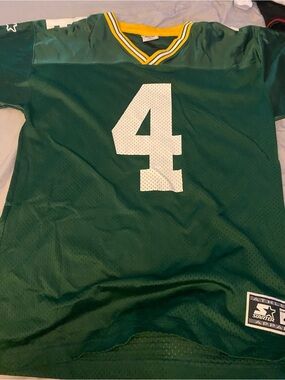 STARTER Green Mesh Football Jersey with White Number 4 Vintage era